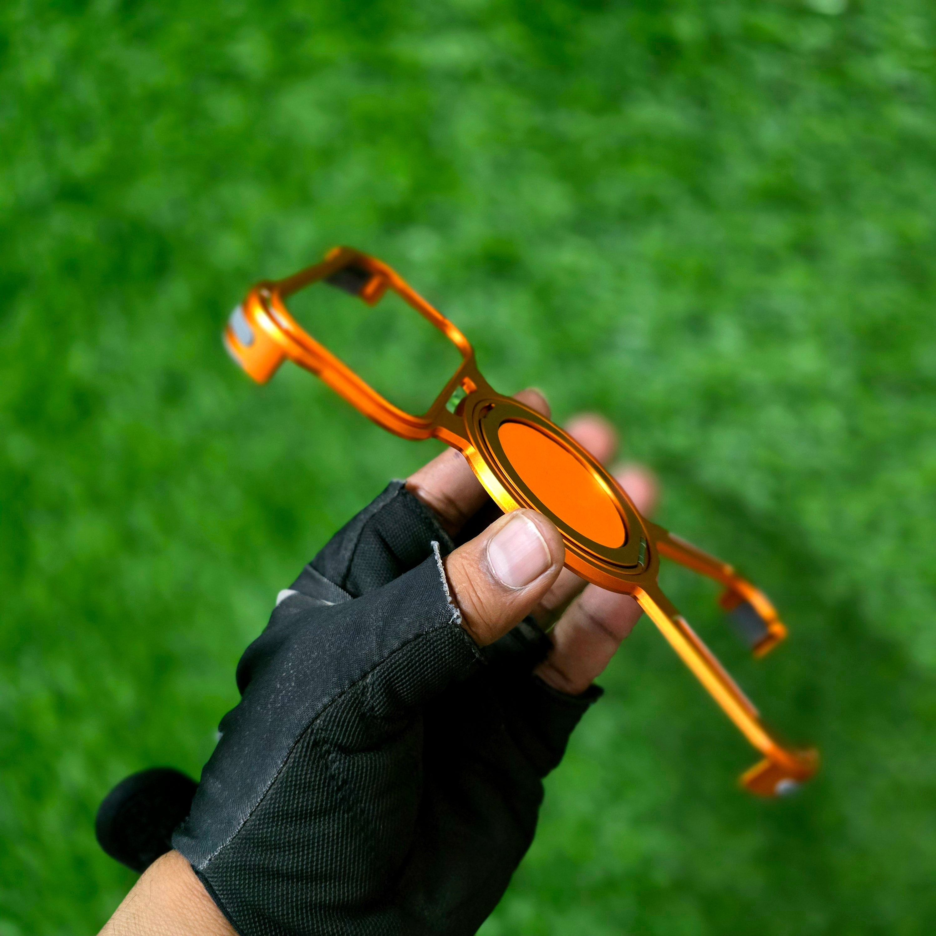 iPhone 17 Pro Max Metal X-Shape Frameless Bumper Case 360° Rotatable Stand with Magsafe - Orange