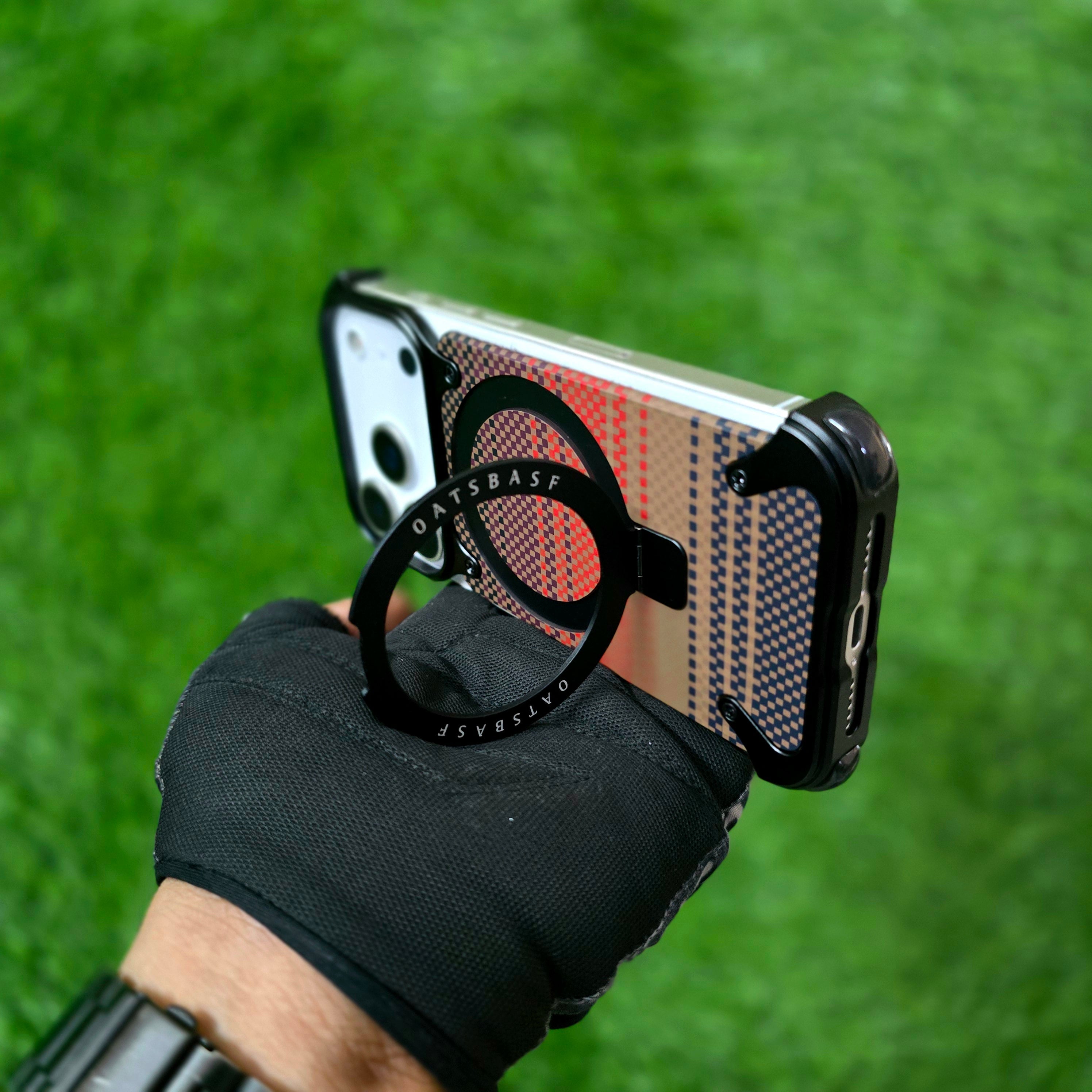 iPhone 17 Pro Max Metal Case, Frameless Leather Magnetic Invisible Stand Cover with Magsafe - Black