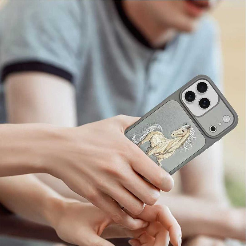 iPhone 17 Pro Genuine Leather Original Santa Barbara Polo Club Boris Series Back Cover - Grey