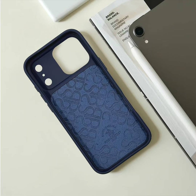 iPhone 17 Pro Genuine Leather Original Santa Barbara Polo Club Boris Series Back Cover - Blue