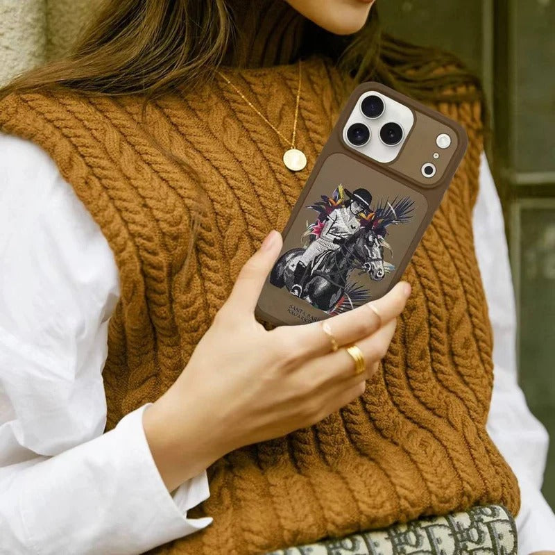 iPhone 17 Pro Genuine Leather Original Santa Barbara Polo Club Cedric Series Back Cover - Brown