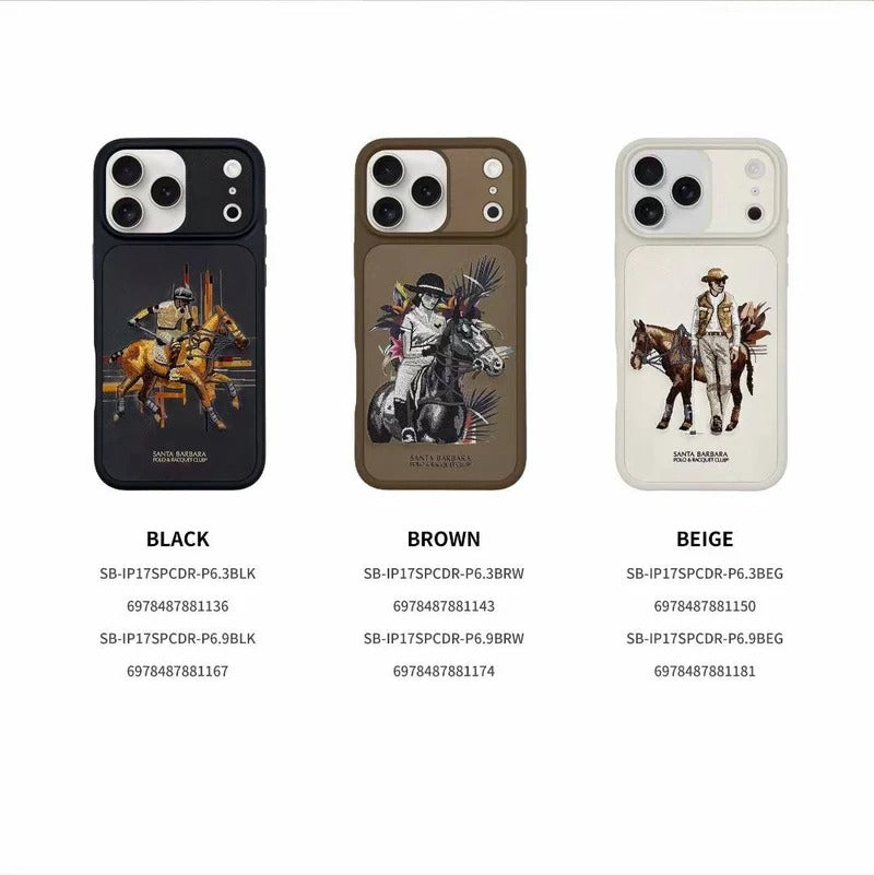 iPhone 17 Pro Genuine Leather Original Santa Barbara Polo Club Cedric Series Back Cover - Beige