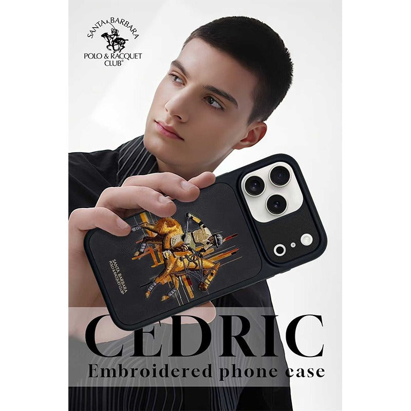 iPhone 17 Pro Genuine Leather Original Santa Barbara Polo Club Cedric Series Back Cover - Black