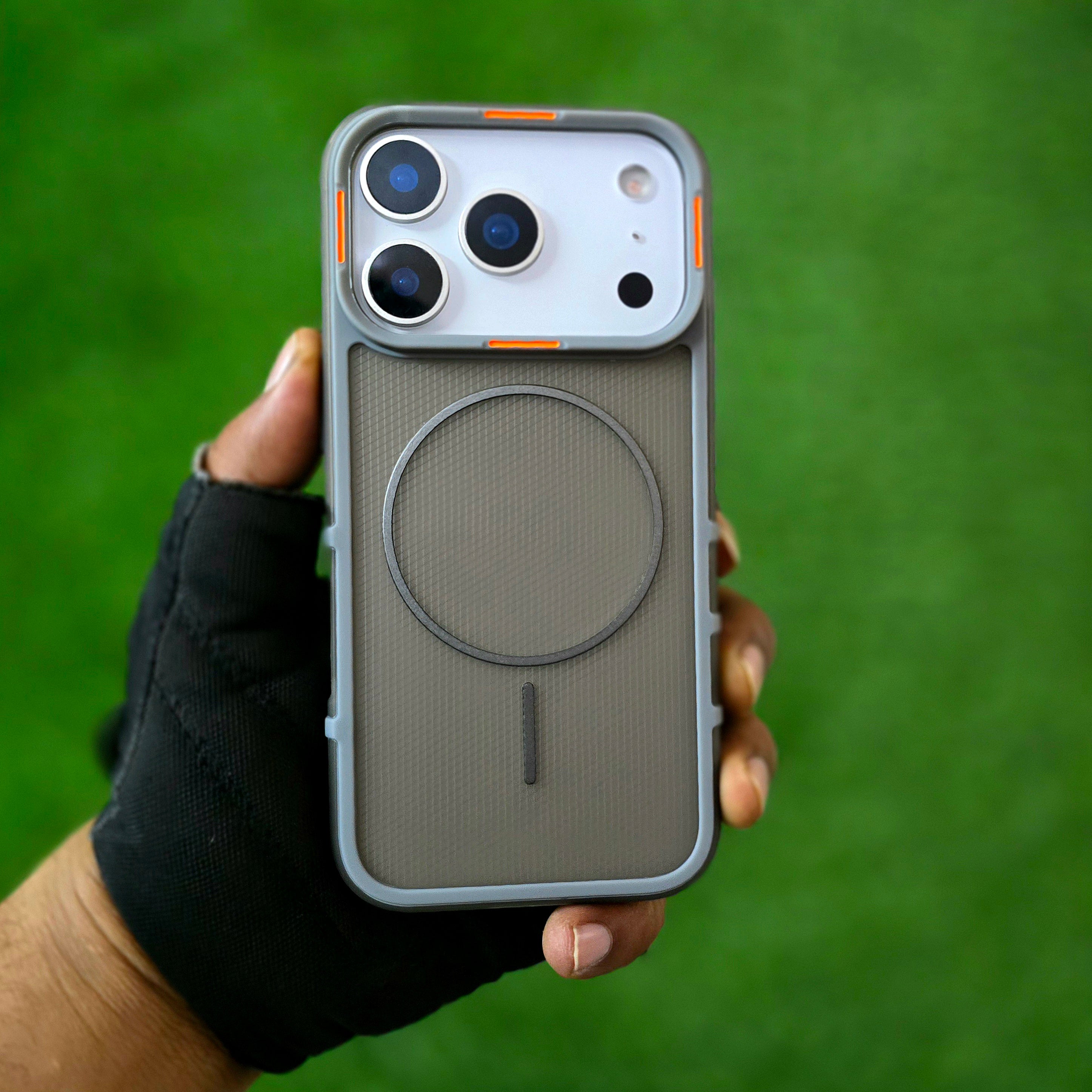 iPhone 17 Pro Hybrid Semi-Transparent Anti-Drop Back Cover with Magsafe - Grey