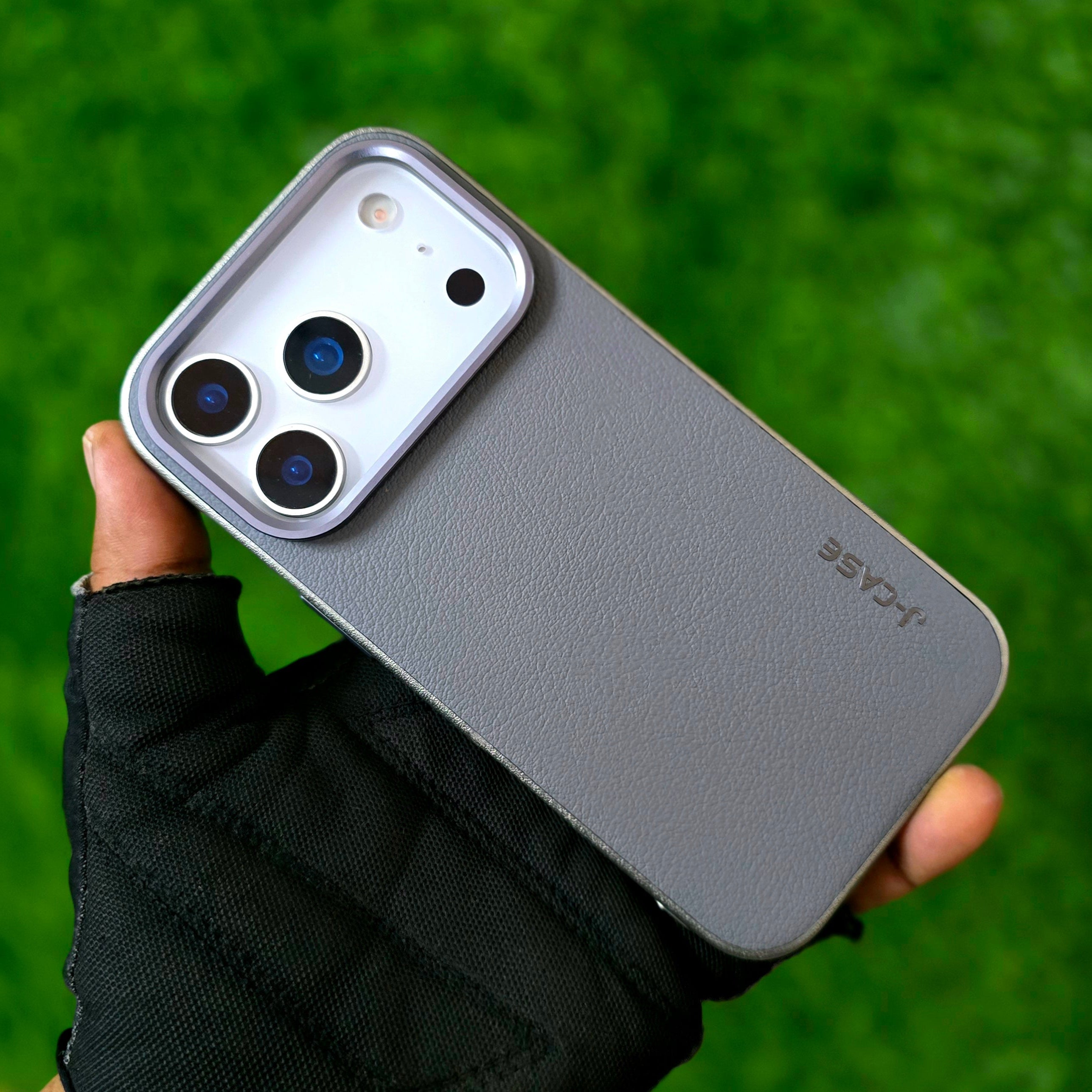 iPhone 17 Pro Max Leather Cover, J-Series Genuine Leather Case - Grey