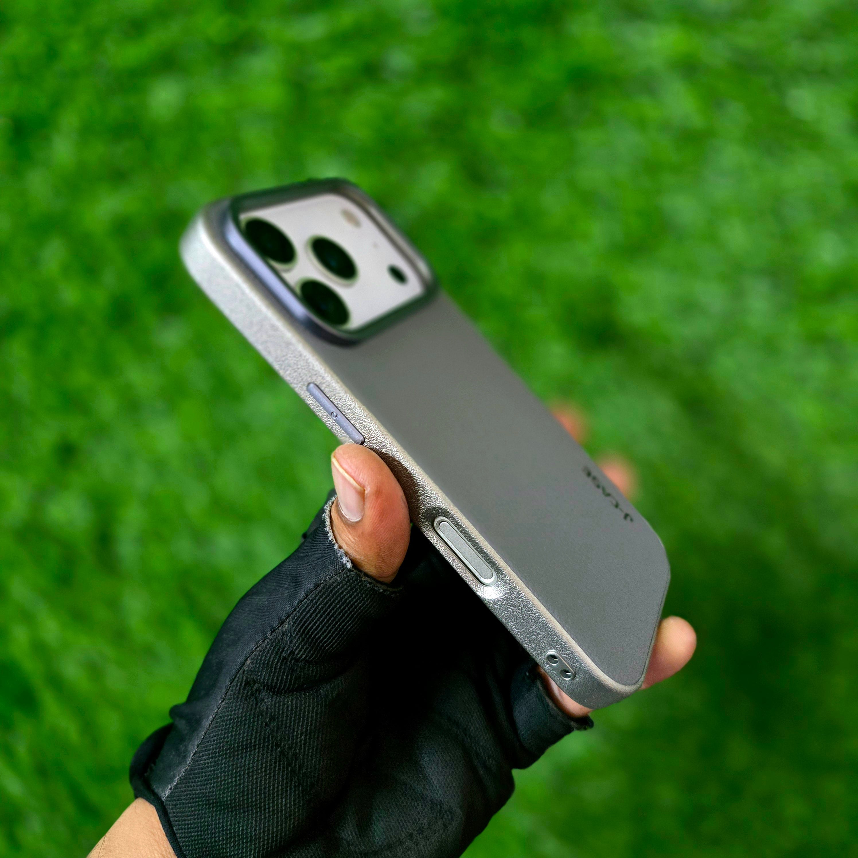 iPhone 17 Pro Leather Cover, J-Series Genuine Leather Case - Grey