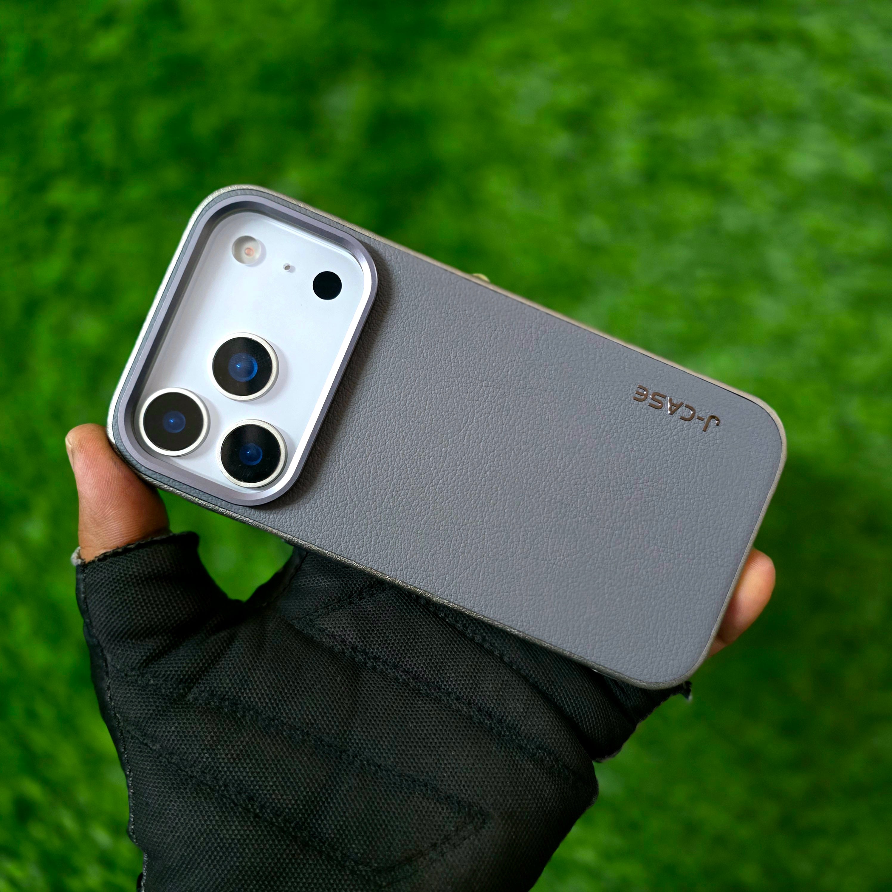 iPhone 17 Pro Max Leather Cover, J-Series Genuine Leather Case - Grey