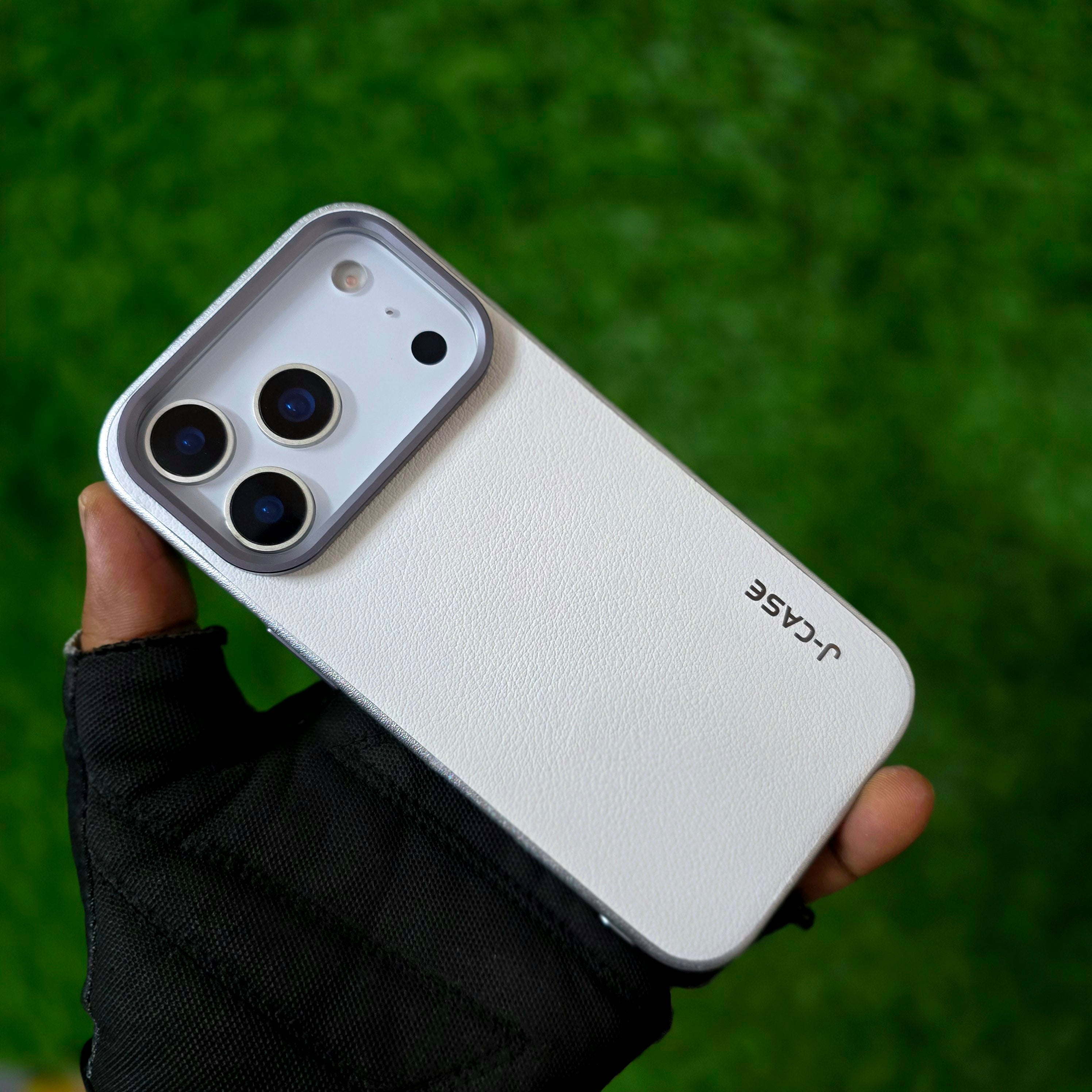 iPhone 17 Pro Leather Cover, J-Series Genuine Leather Case - White