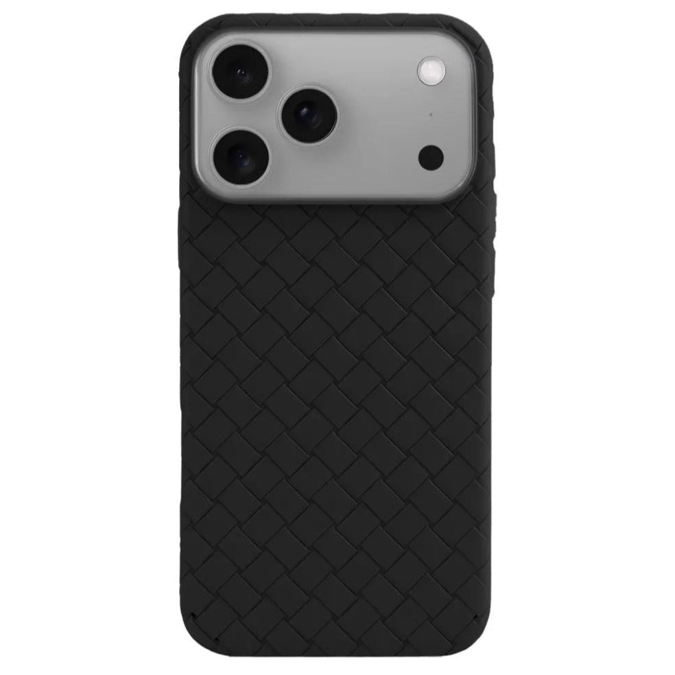 iPhone 17 Pro Luxury Weave Breathable Cooling Matte Soft Silicon Grid Case - Black