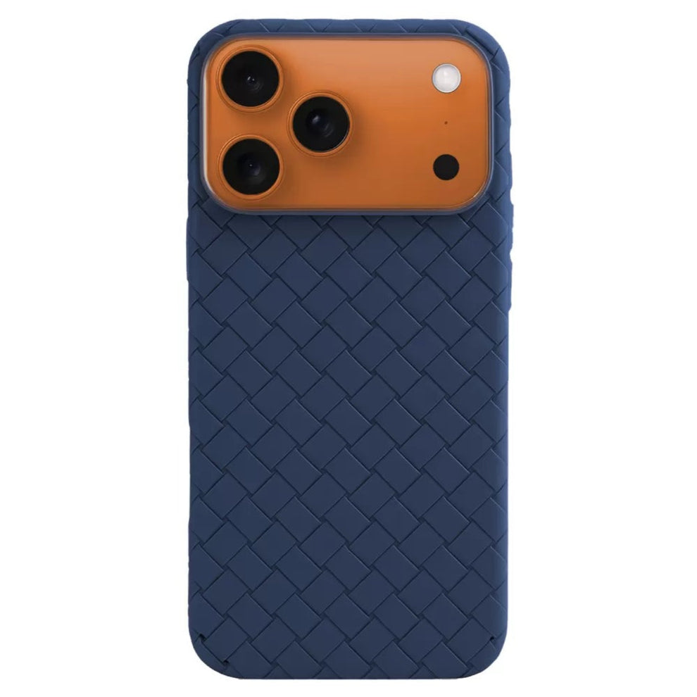 iPhone 17 Pro Luxury Weave Breathable Cooling Matte Soft Silicon Grid Case - Blue