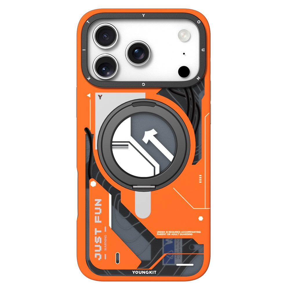 iPhone 17 Pro Max Youngkit Cover, Starship Series 360° Rotation Ring Stand with Magsafe - Orange