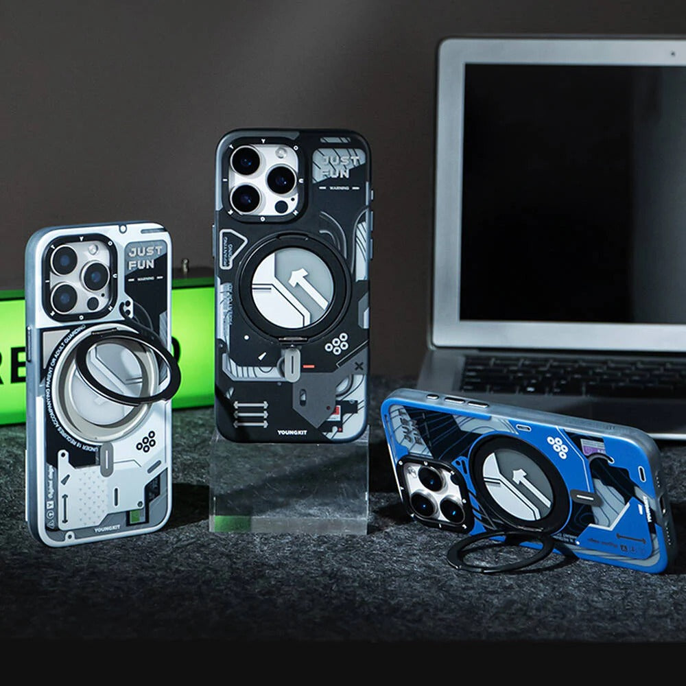 iPhone 17 Pro Youngkit Cover, Starship Series 360° Rotation Ring Stand with Magsafe - Blue