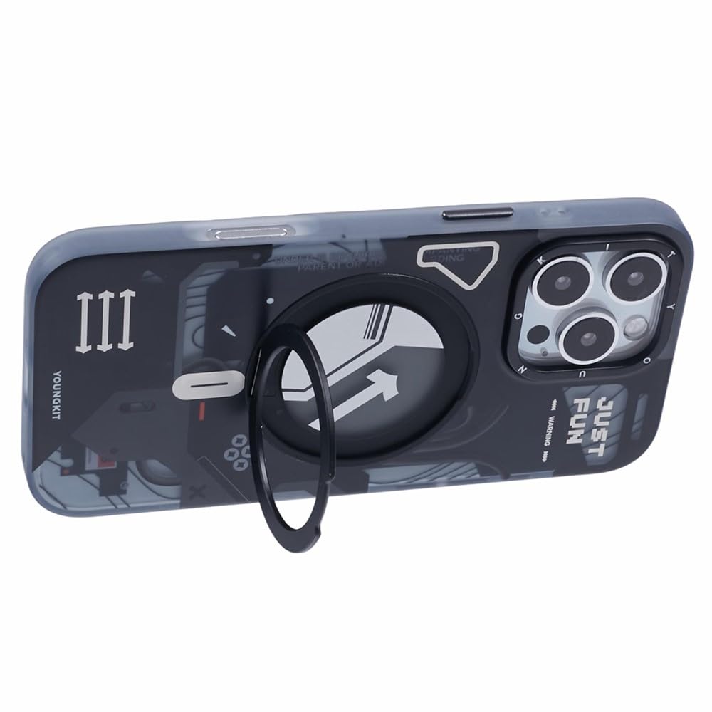 iPhone 17 Pro Max Youngkit Cover, Starship Series 360° Rotation Ring Stand with Magsafe - Black