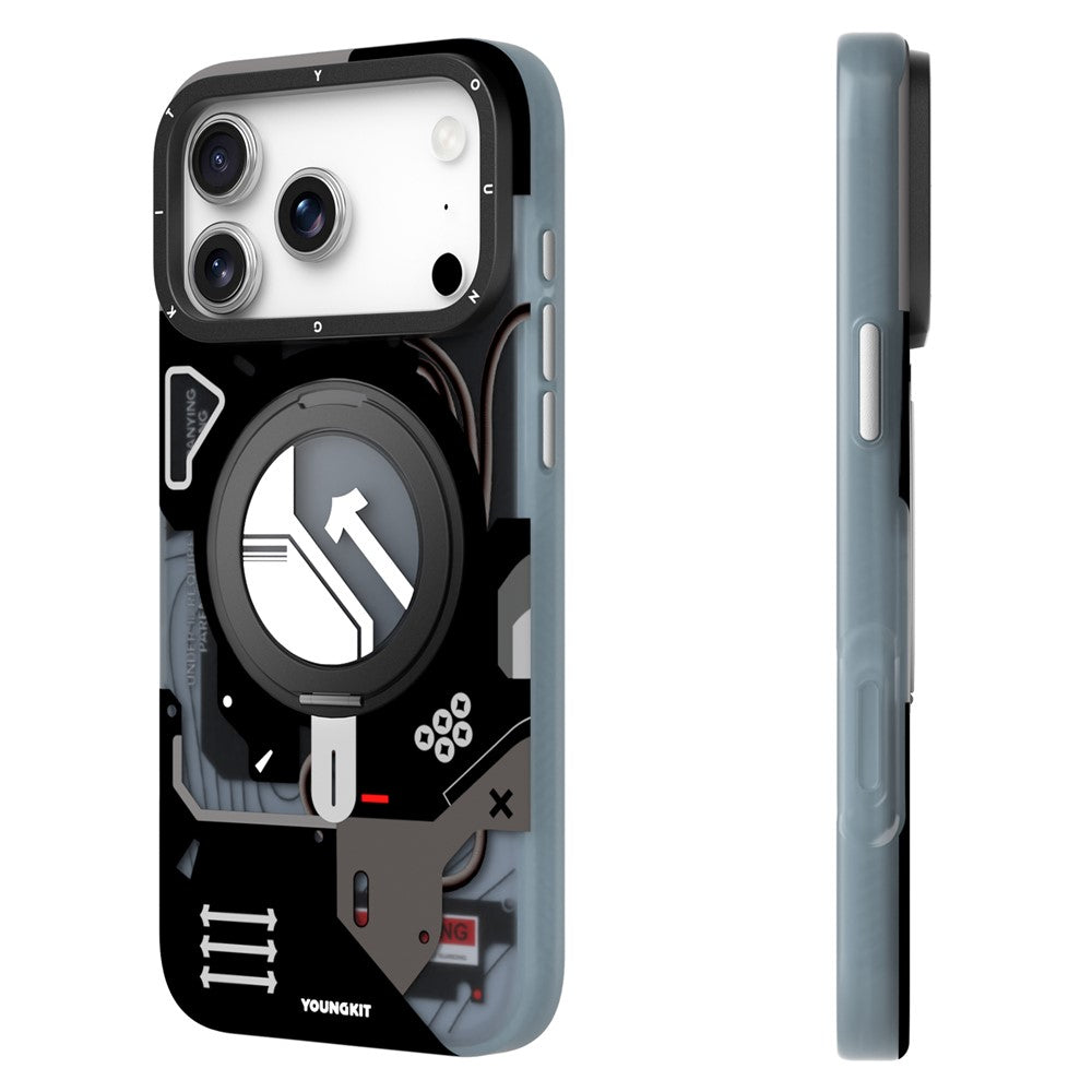 iPhone 17 Pro Max Youngkit Cover, Starship Series 360° Rotation Ring Stand with Magsafe - Black