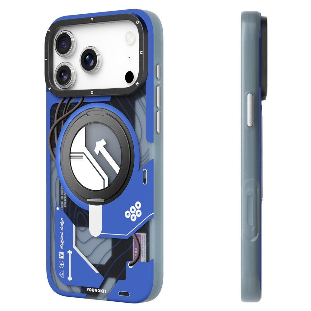 iPhone 17 Pro Youngkit Cover, Starship Series 360° Rotation Ring Stand with Magsafe - Blue