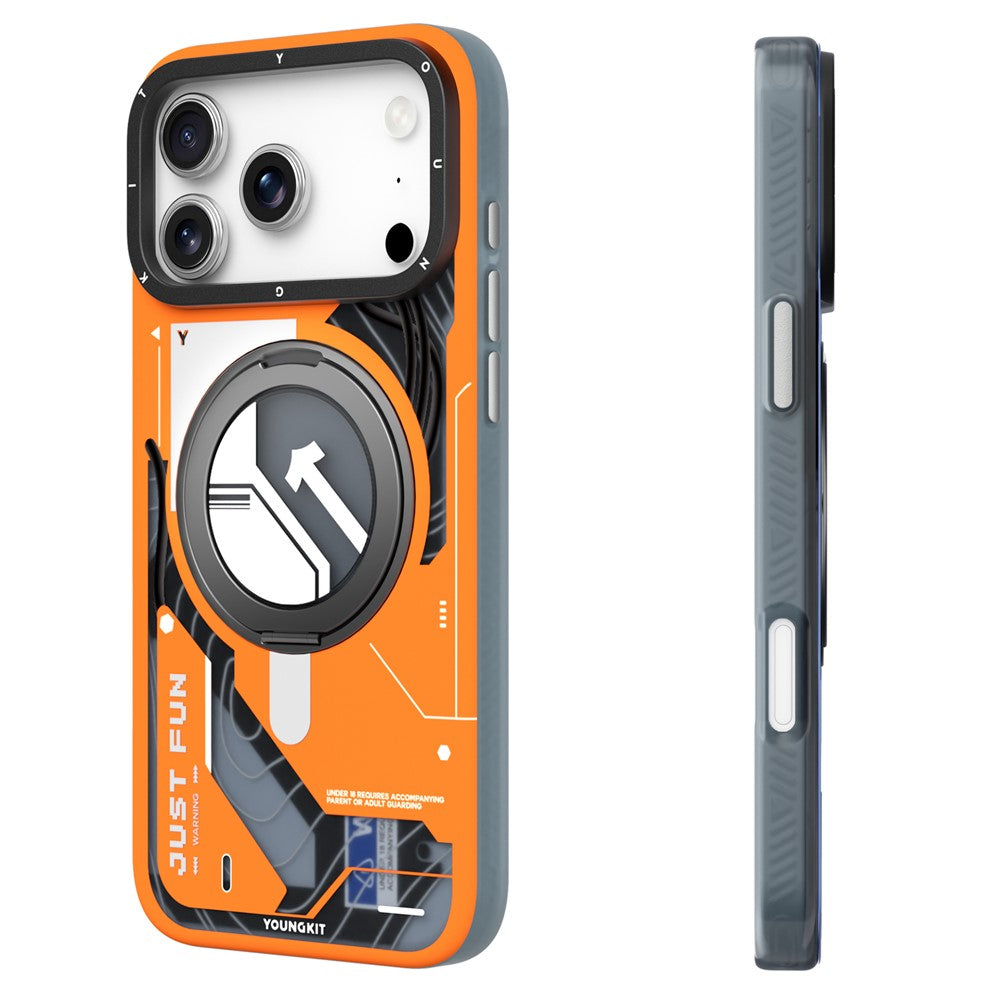 iPhone 17 Pro Max Youngkit Cover, Starship Series 360° Rotation Ring Stand with Magsafe - Orange
