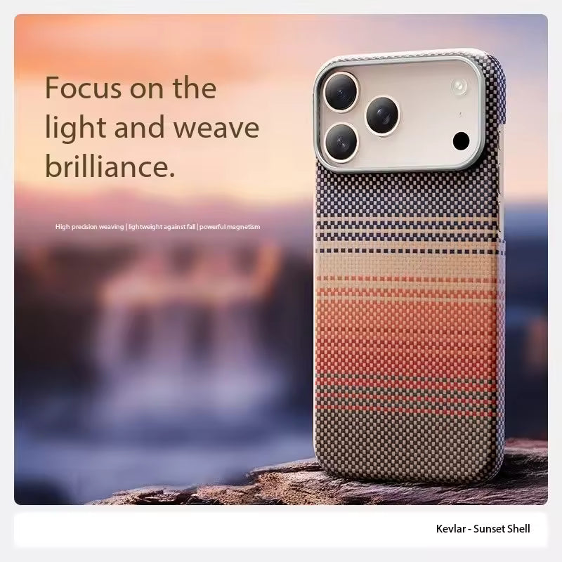 iPhone 17 Pro Max 0.4mm Ultra-Thin Real Aramid Carbon Fiber Case with Magsafe - Sunset