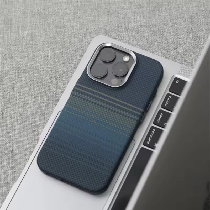 iPhone 16 Pro Max Carbon Case, Luxo Life Carbon Texture with Metal Camera Protection - Blue, image 4 – CaseCart