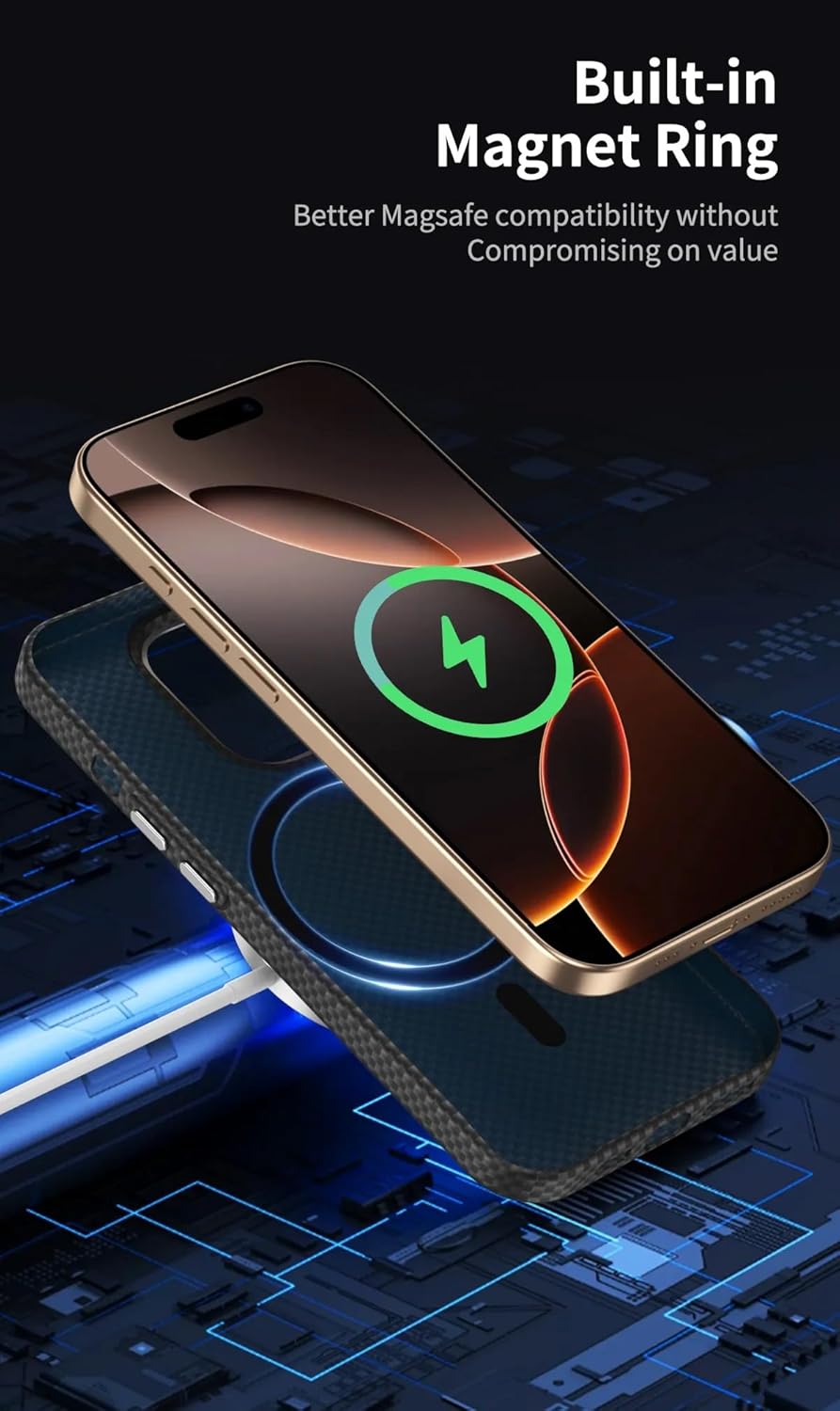 iPhone 16 Pro Max Carbon Fiber Case, SLIVA Real Carbon Aramid Fiber Case 0.5 mm Thin - Black