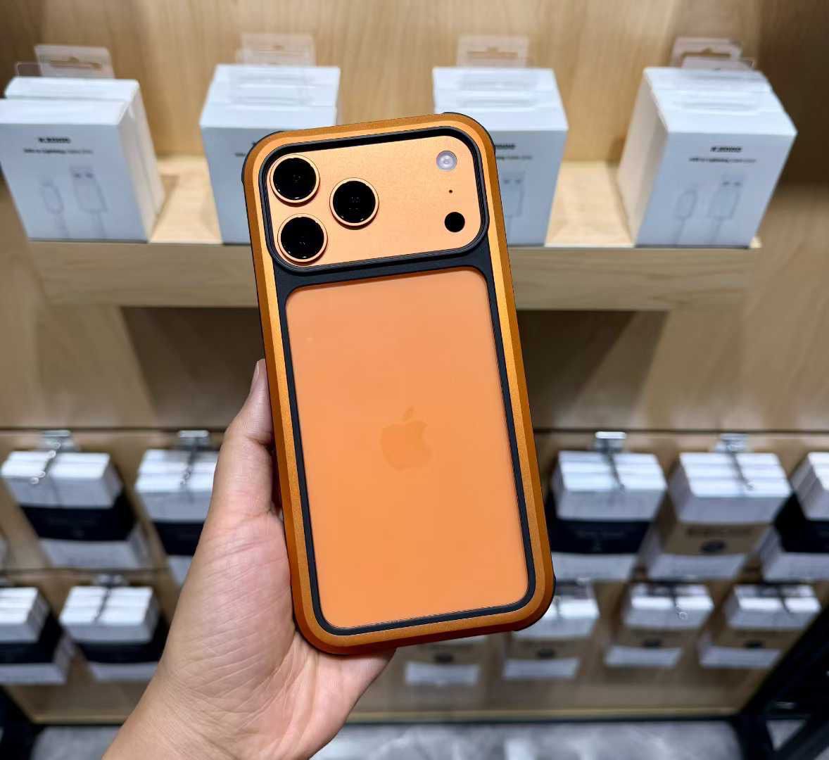 iPhone 17 Pro Kzdoo ARCE Case Series Aluminum Bumper Transparent Back Cover - Orange