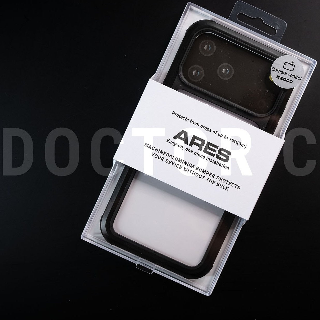 iPhone 17 Pro Kzdoo ARCE Case Series Aluminum Bumper Transparent Back Cover - Black