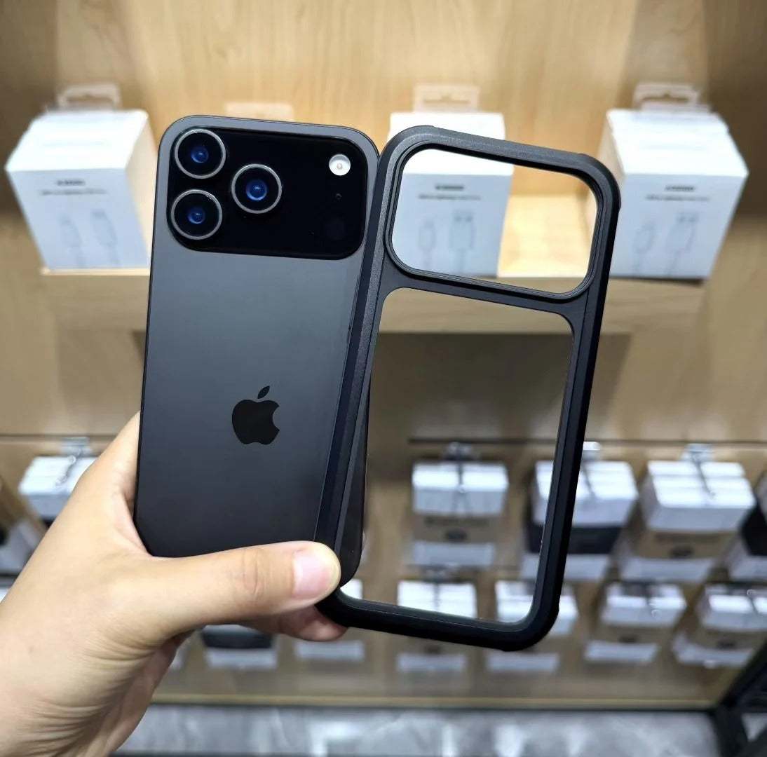 iPhone 17 Pro Kzdoo ARCE Case Series Aluminum Bumper Transparent Back Cover - Black