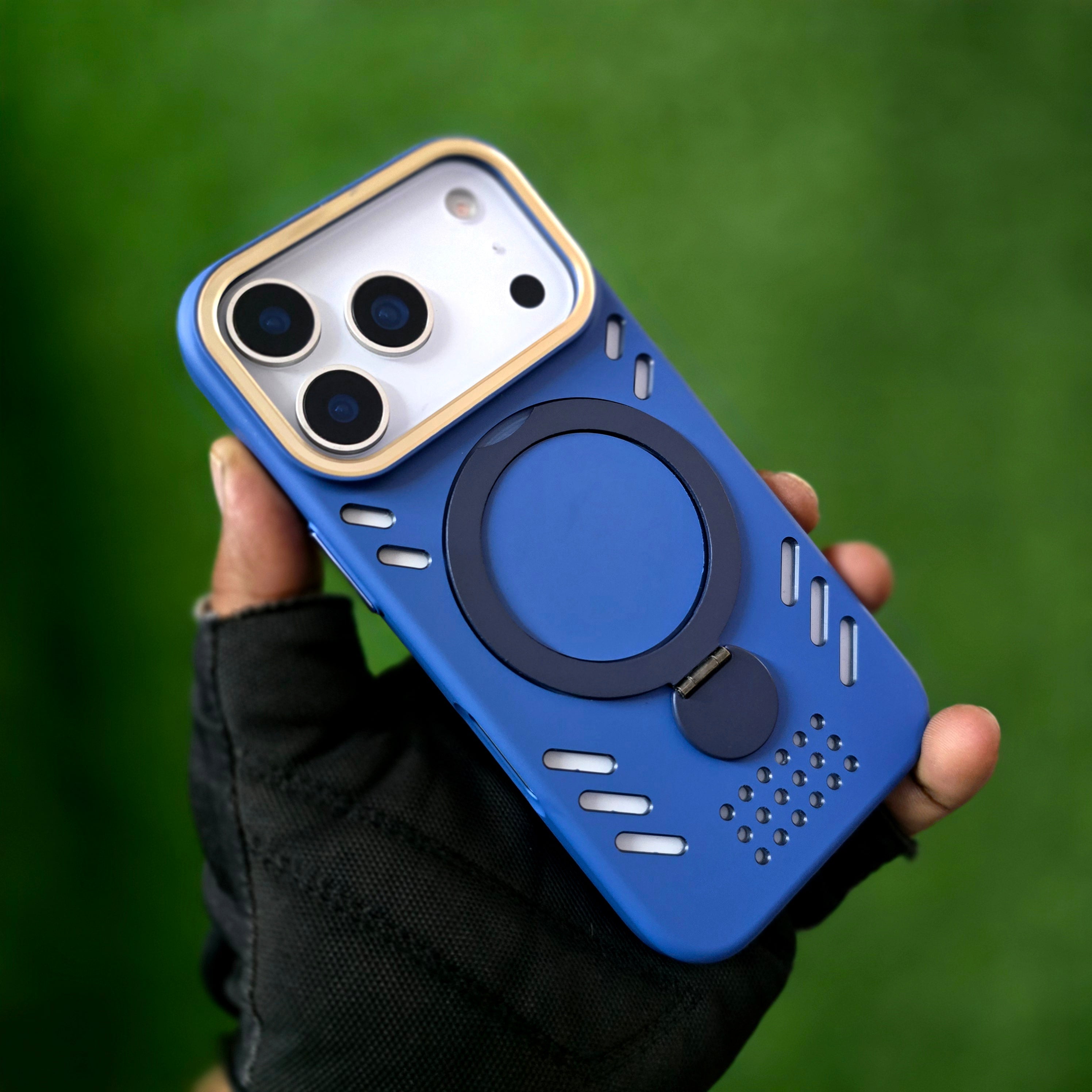 iPhone 17 Pro Max Heat Dispense Cover 360° Rotatable Stand with Magsafe - Blue