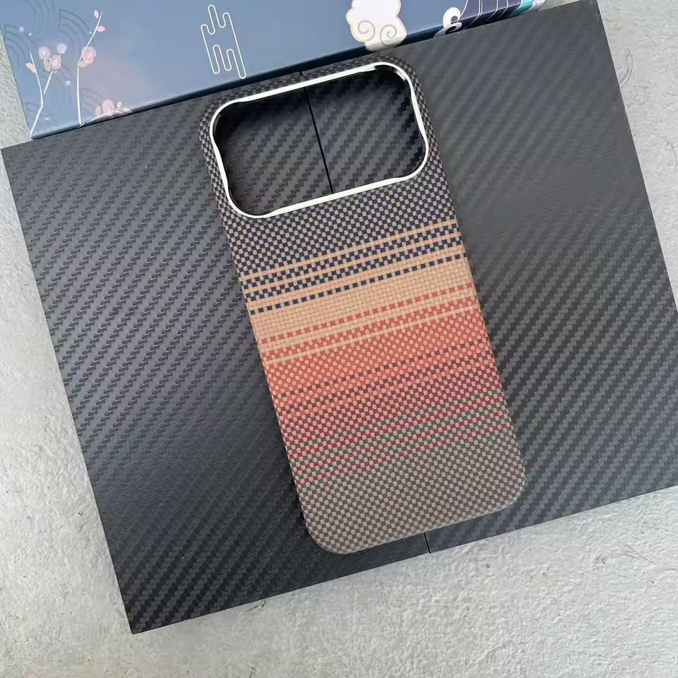 iPhone 17 Pro Max Aramid Carbon Fiber Texture 0.8mm Thin Cover with Magsafe - Sunset
