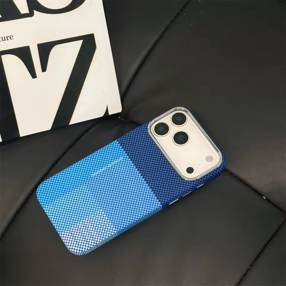 iPhone 17 Pro Max Aramid Carbon Fiber Texture 0.8mm Thin Cover with Magsafe - Blue