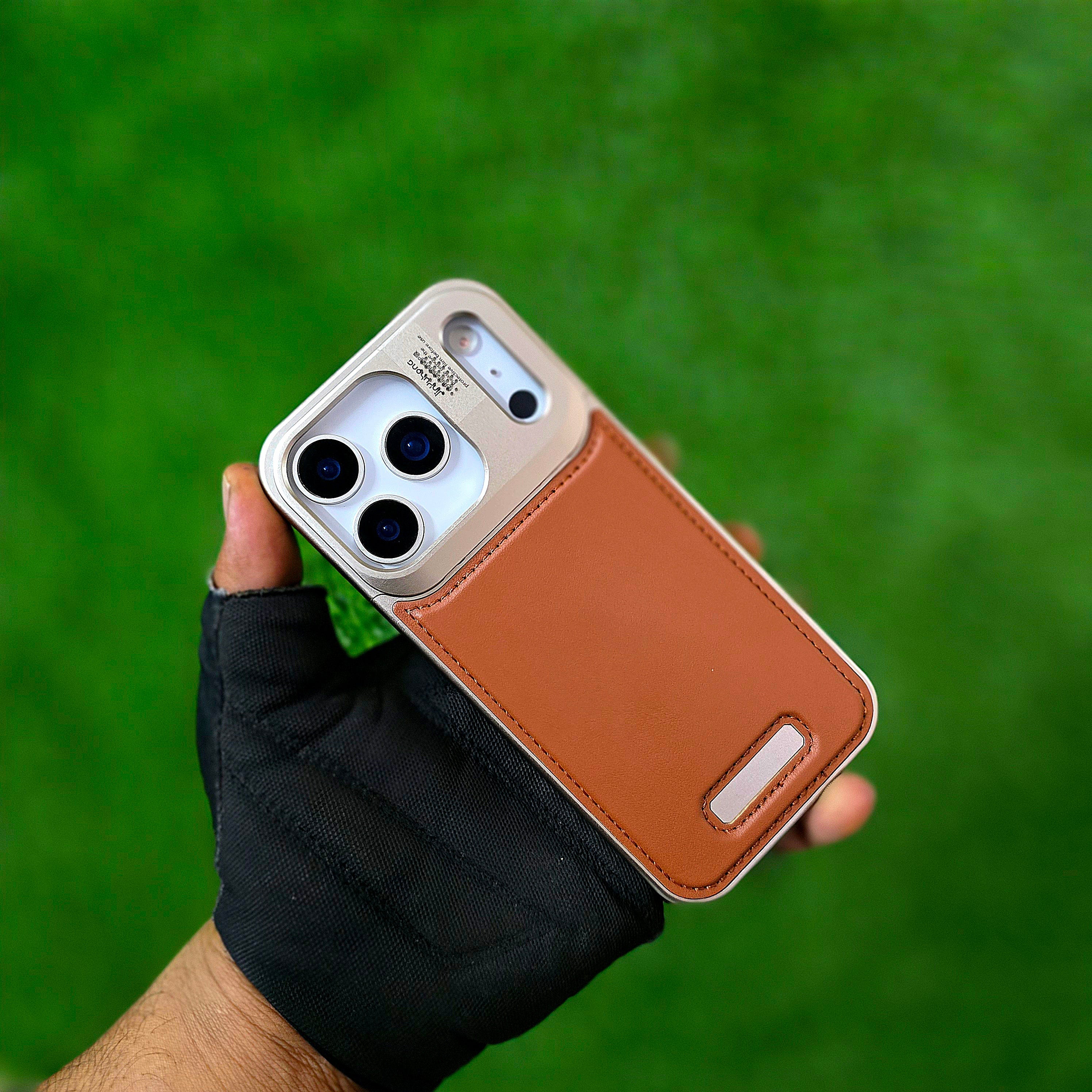 iPhone 17 Pro Metal Cover, AeroFLex Metal Frame Less Leather Case with Magsafe