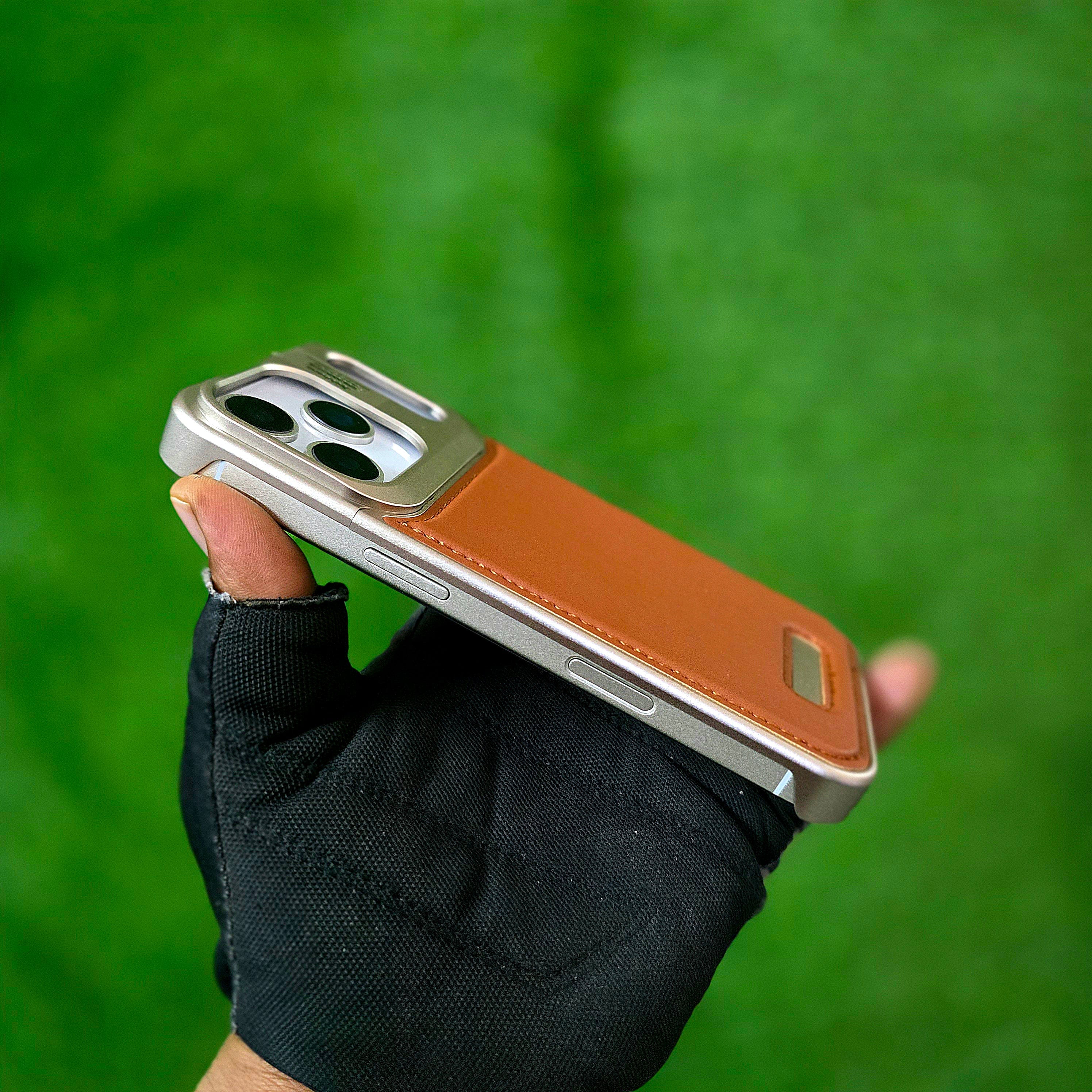 iPhone 17 Pro Metal Cover, AeroFLex Metal Frame Less Leather Case with Magsafe