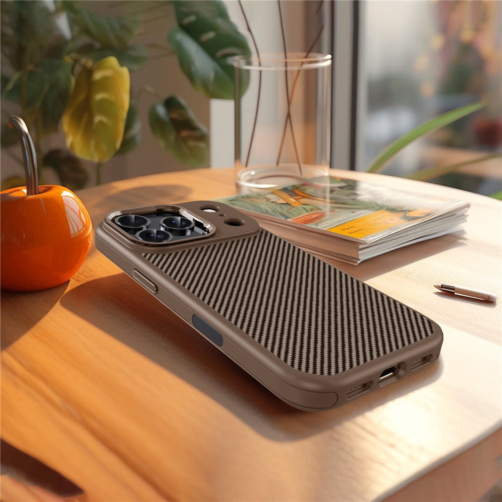 iPhone 17 Pro Soft Carbon Texture Case with Camera Control Button and Magsafe - Desert Brown