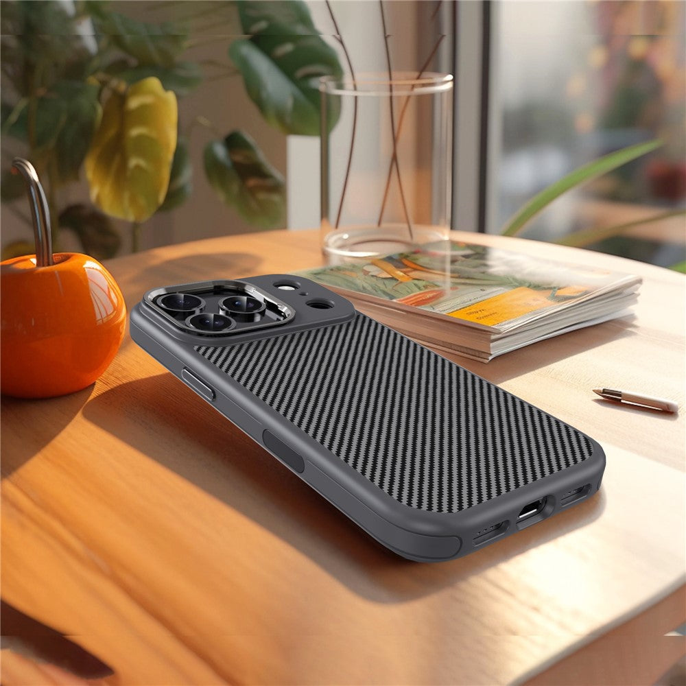 iPhone 17 Pro Soft Carbon Texture Case with Camera Control Button and Magsafe - Grey