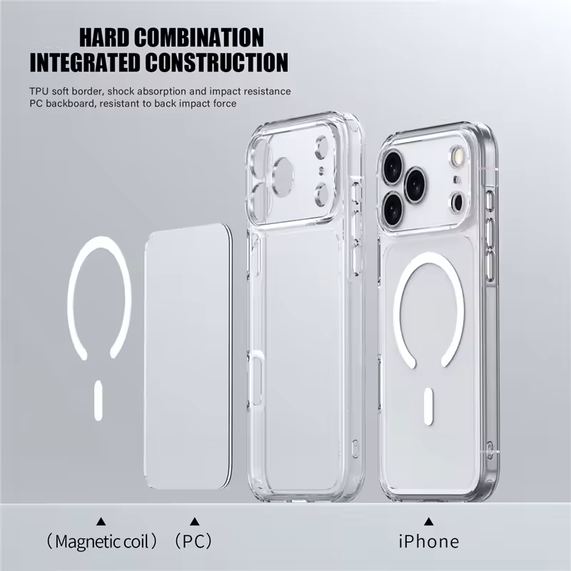 iPhone 17 Pro Max Shockproof Ultra Thin J-Case Anti Yellowing Series Transparent Cover with Magsafe - Clear