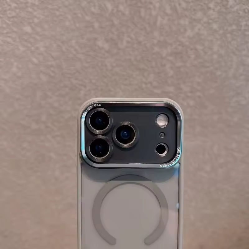 iPhone 17 Pro Semi Transparent Luxury Metal Lens Frame Cover with Magsafe - Grey