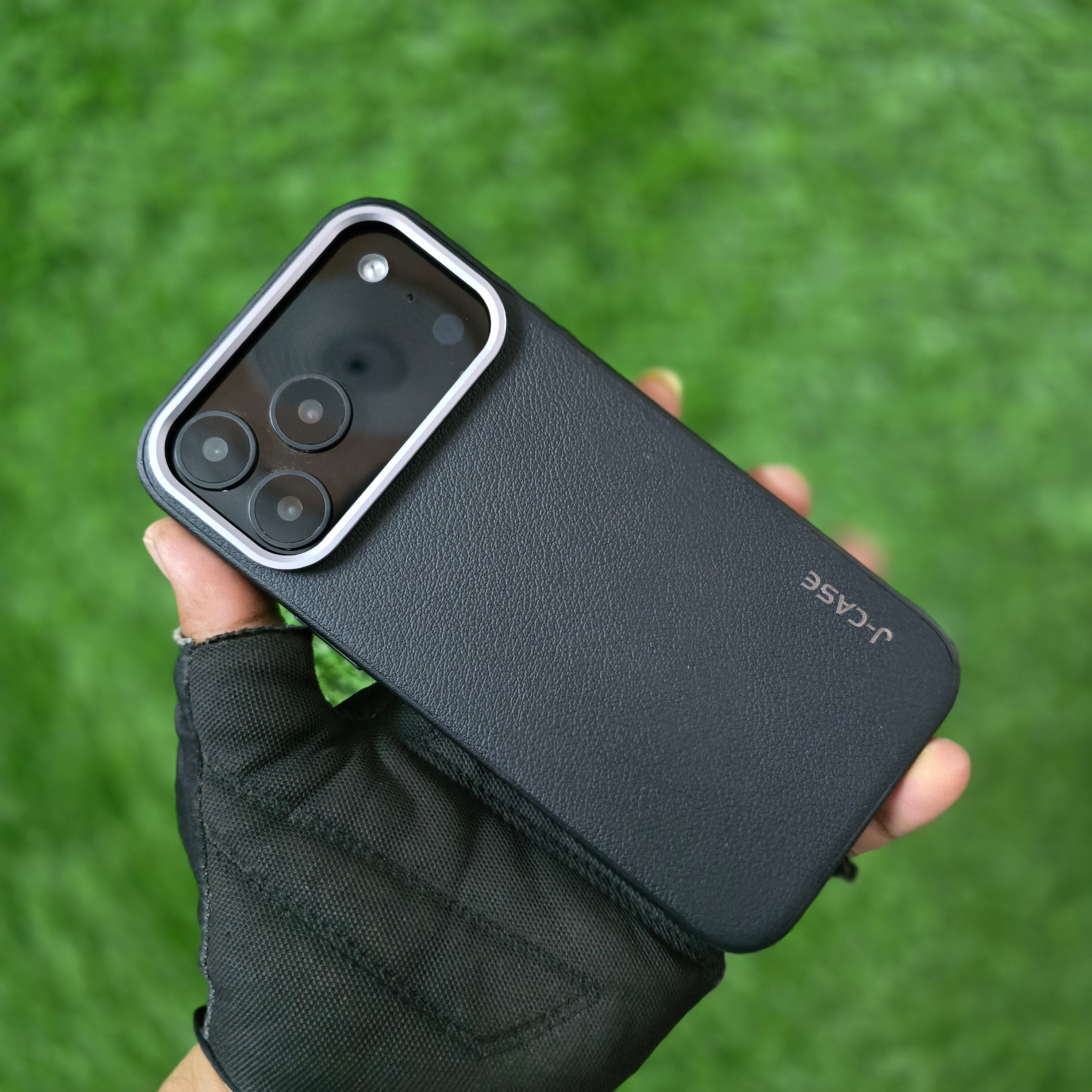 iPhone 17 Pro Max Leather Cover, J-Series Genuine Leather Case - Black