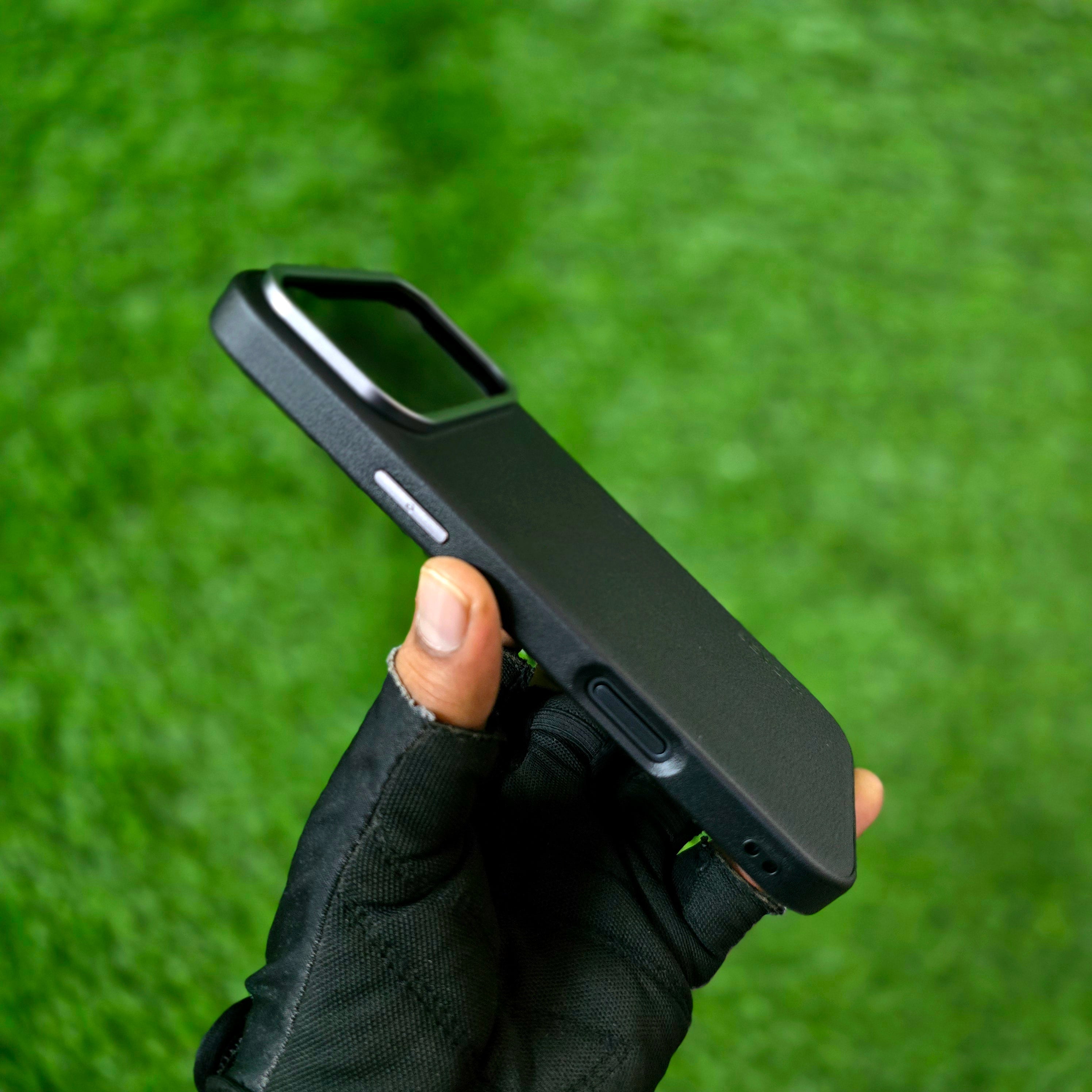 iPhone 17 Pro Max Leather Cover, J-Series Genuine Leather Case - Black