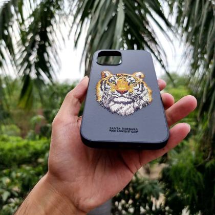 iPhone 14 Pro Max Santa Barbara Savanna Series Leather Case - Tiger