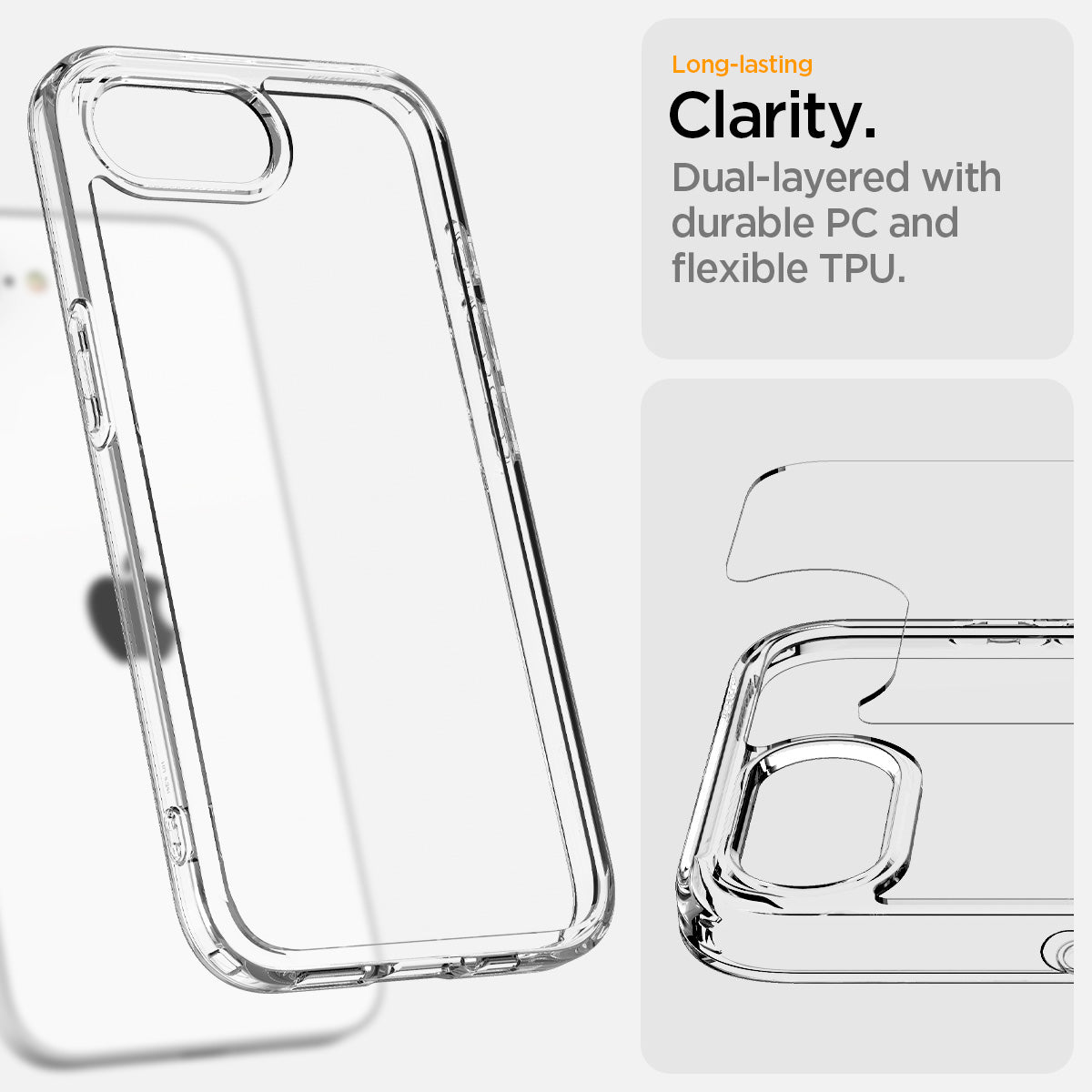 iPhone 16e Hybrid Cristal Clear Back Cover Case - Transparent
