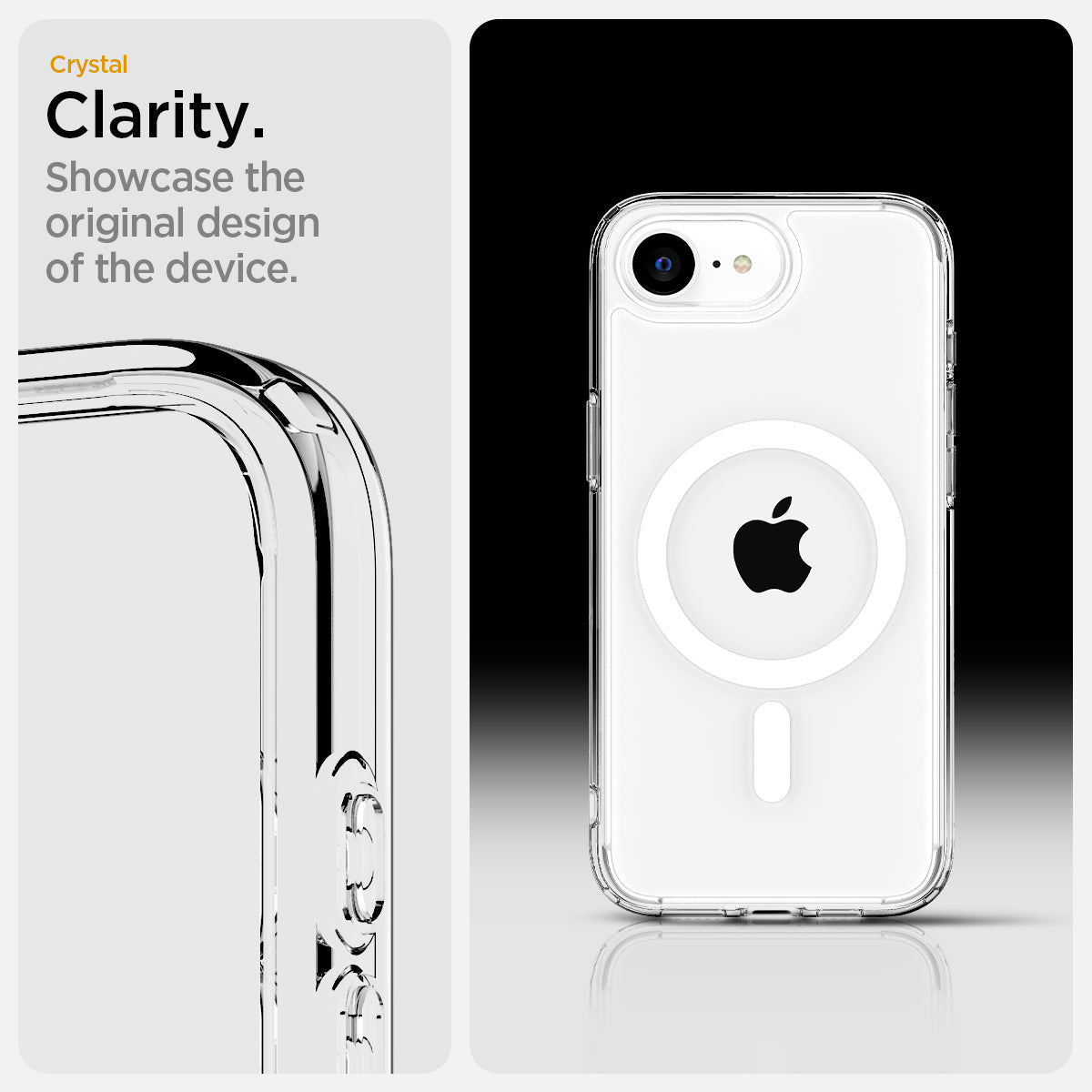 iPhone 16e Hybrid Cristal Clear Back Cover Case with Magsafe - Transparent