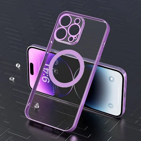 iPhone 14 Transparent Electroplating MagSafe Case with Camera Protection