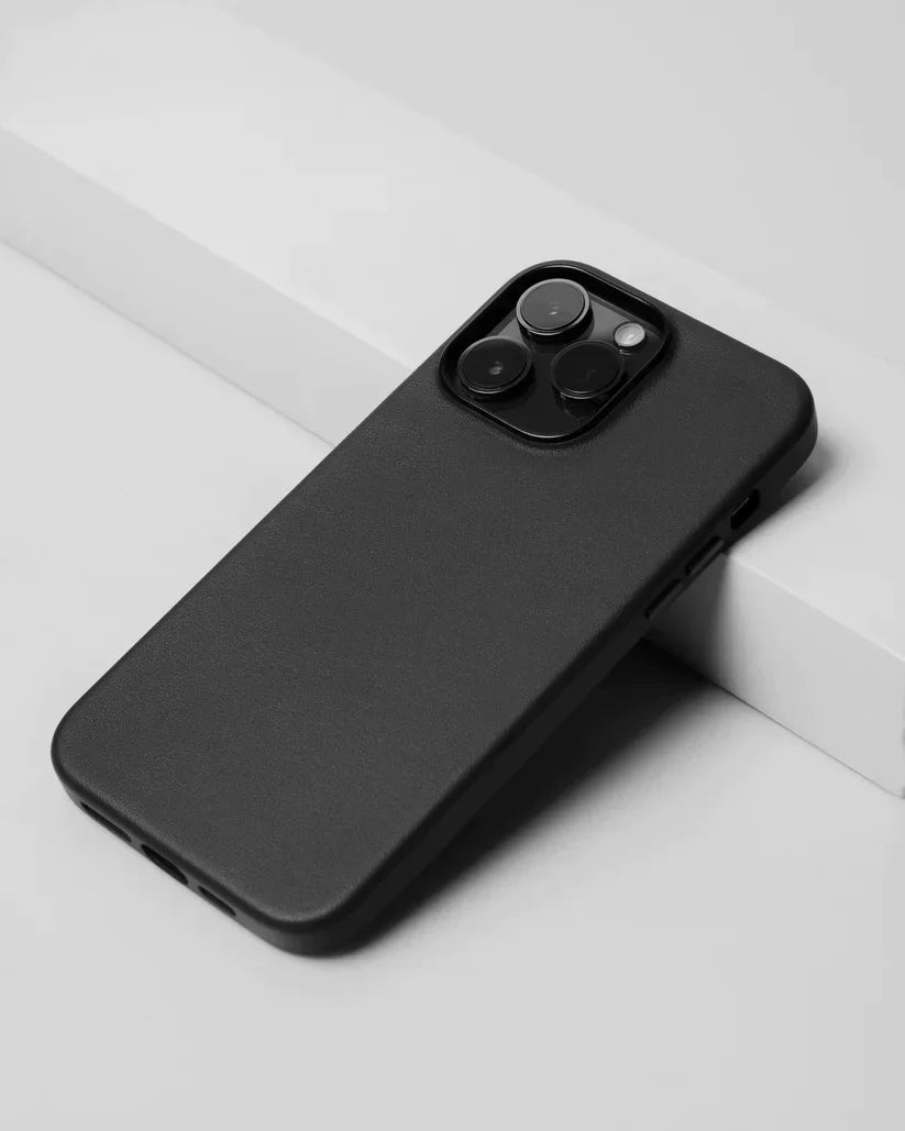 iPhone 15 Pro Leather Case Kdoo Classic Series Genuine Leather Case - Black