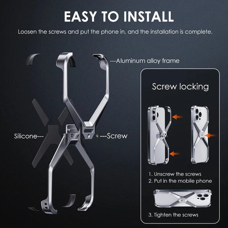 iPhone 14 Pro Max Rimless Metal Alloy Aluminum Bumper Case - Gray
