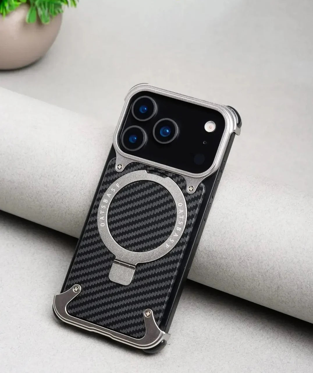 iPhone 17 Pro Max Metal Carbon Case with Stand and Magsafe