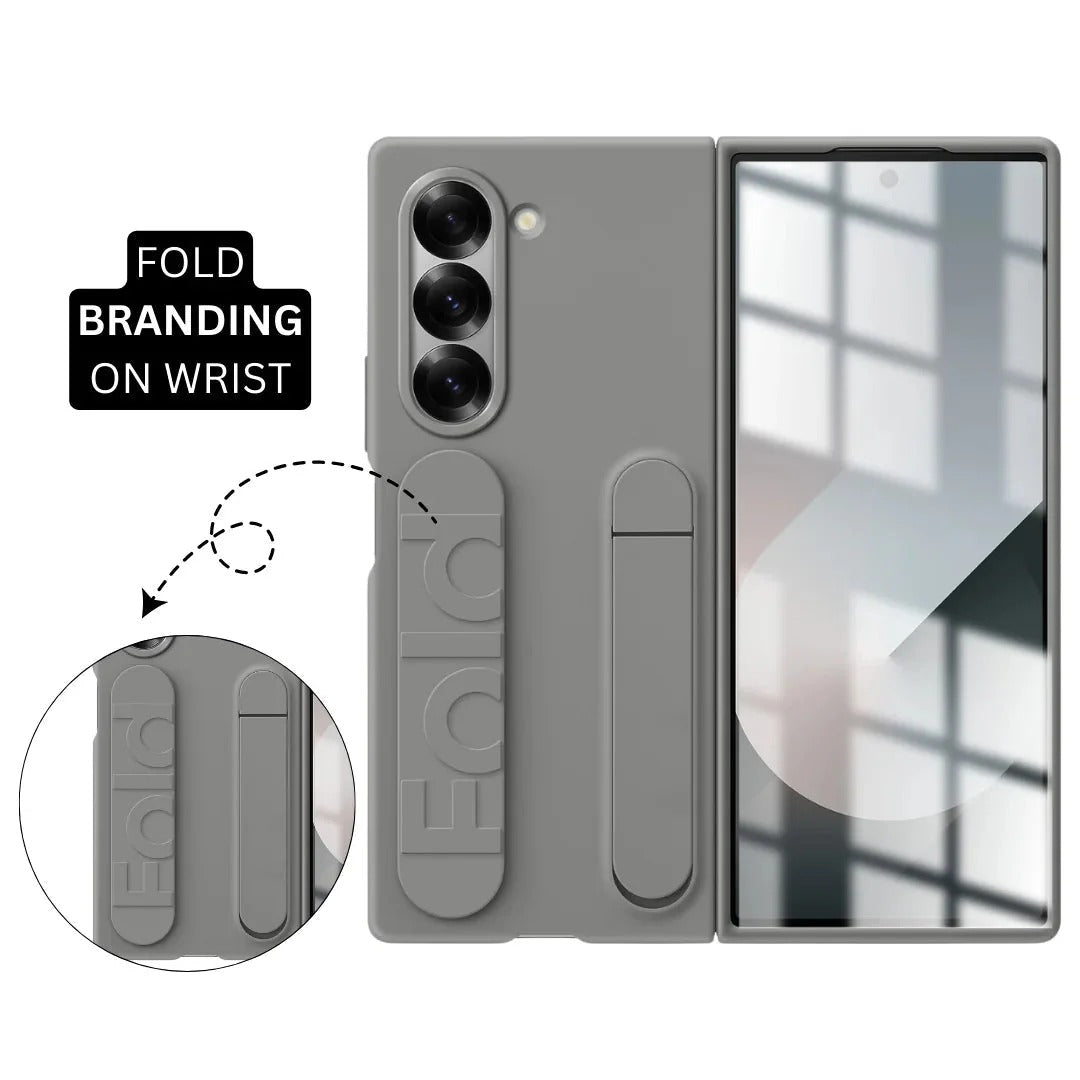 Samsung galaxy Z Fold 6 Matte Skin Feel Case with Inbuilt Band & Stand