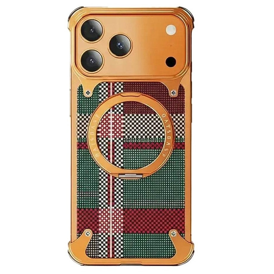 iPhone 17 Pro Max Titan Carbon Metal Frame Case with 360 Roatating Ring