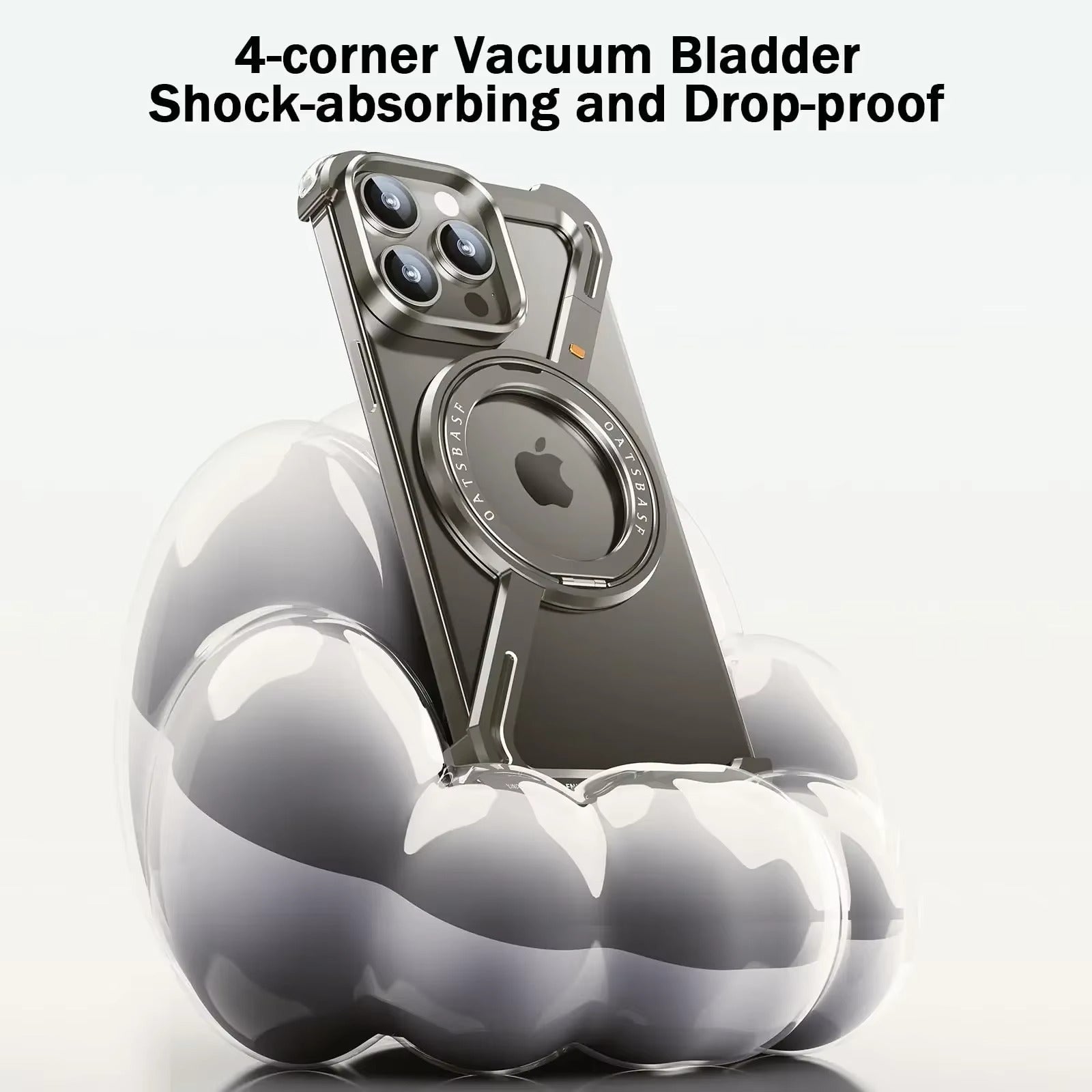 iPhone 16 Pro Framless Z Shape Metal Case with 360 Magnetic Ring & Magsafe - Desert
