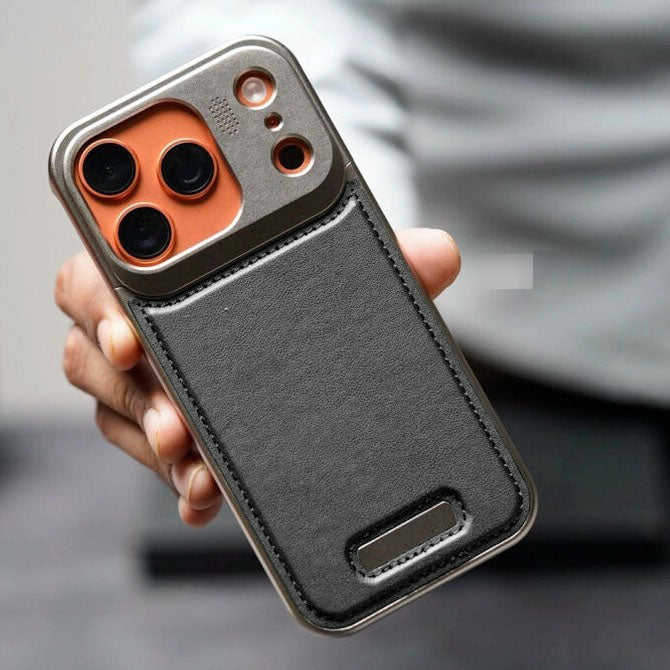iPhone 17 Pro Aeroflex Aluminum Metal Leather Case with Fragrance Aroma - Gray