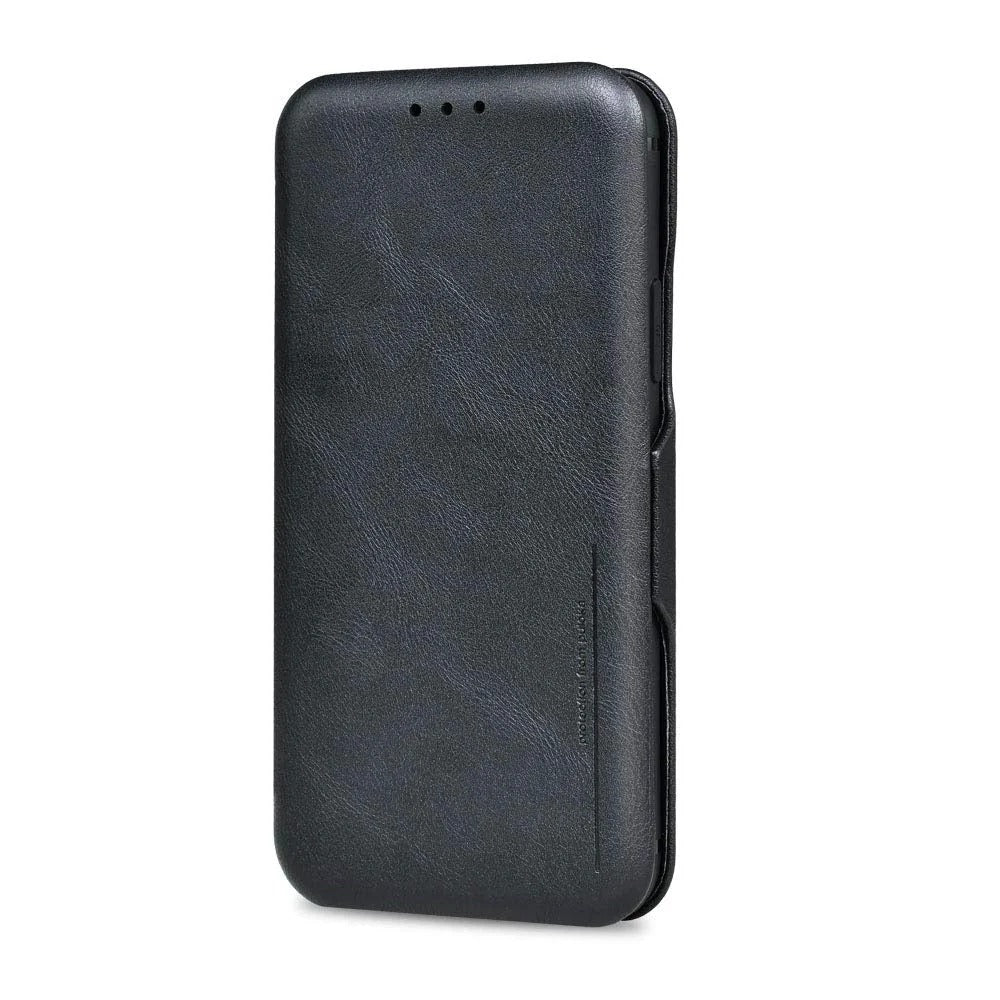 iPhone 13 Pro Leather Flip Cover with Card Slot & Kickstand Function – Black