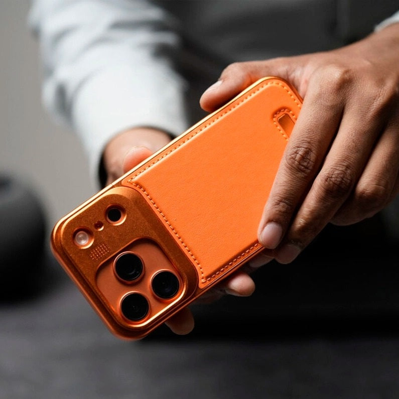 iPhone 17 Pro Aeroflex Aluminum Frame Leather Case with Fragrance Aroma - Orange